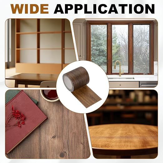 uxcell 2 Pcs Wood Grain Repair Tape, 2.2" x 15ft Self Adhesive Wood Grain Colored Duct Tape Waterproof Repair Patch for Furniture Floor Scratch Fix, Baseboards, DIY Decor, Dark Pine