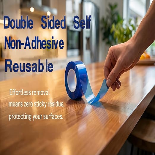 50ft Double Sided Self-Cling Amazing Tape, Non-Adhesive Reusable Vinyl Wrap Tape, Heavy Duty for Plumbing Repairs, Crafts, Sewing, Workshop and Daily Use(Total 50ft)