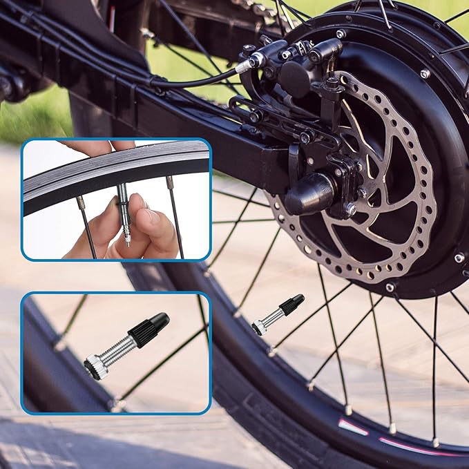 Hestya 9 Pieces Presta Valve Stem 40 mm Tubeless Presta Valve Stem Core Remover Tool Kit for Bicycle MTB and Road Bike Repair(Black)