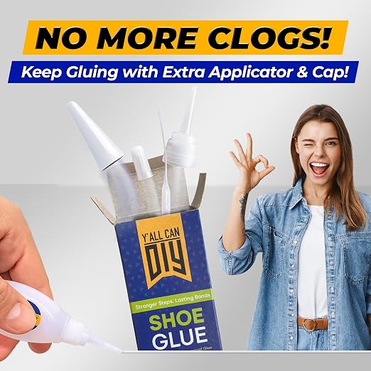 Y’allCanDiy Super Glue for Shoe. 4 Pk x .7 Oz. (20g) Heavy Duty Shoe Adhesive for Shoe Sole Repair and Applicable as Waterproof Boot Shoe Repair Glue. Cyanoacrylate Based CA Glue for Rubber Soles