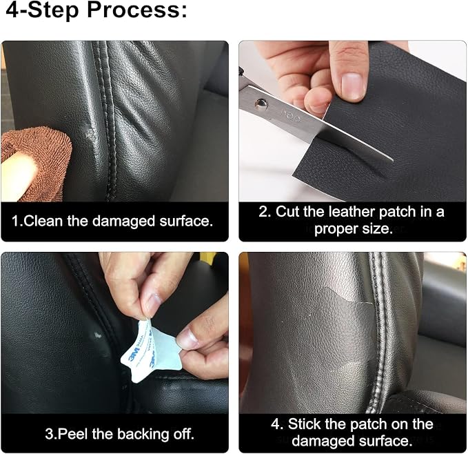 ILOFRI 60x17 inch Self Adhesive Leather and Vinyl Repair Patch for Couch, Vinyl Patch Kit for Car Seat, Boat Seats, Furniture. Leather Upholstery Repair Tape - Light Brown #2