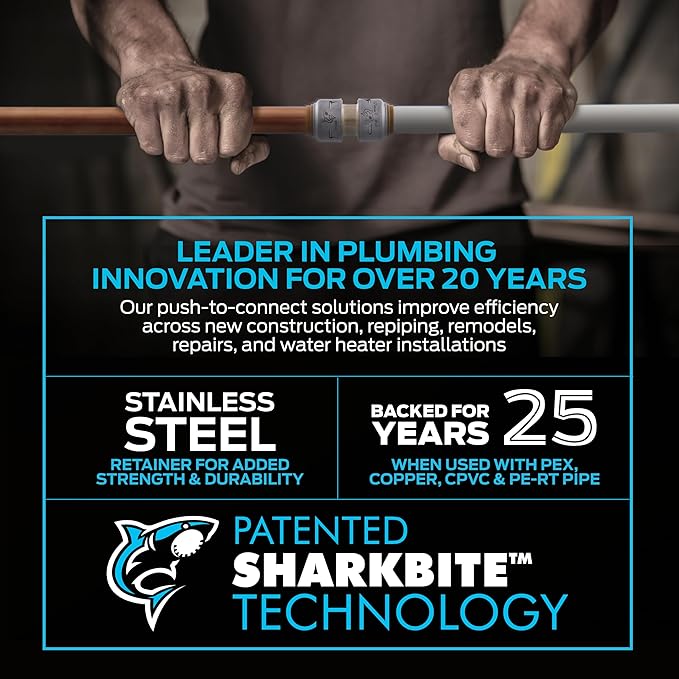 SharkBite Max Coupling, Push to Connect Brass Plumbing Fitting, PEX Pipe, Copper, CPVC, PE-RT, HDPE