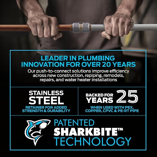 SharkBite Max 1/2 x 1/2 in PTC Ball Valve, Push-to-Connect Brass Water Shut-Off Plumbing Fitting, UR22222