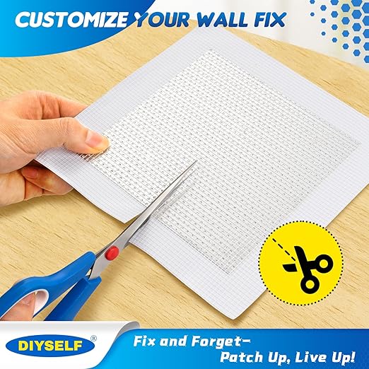 DIYSELF Drywall Patch, 21 PCS Drywall Repair Kit with 2×10", 2×8", 2×6", 8×4" Self-Adhesive Mesh Patches, Putty Scraper, Sanding Pads & Sponge, Dry Wall Patch Kit for Bathroom, Nail Holes, Outlets