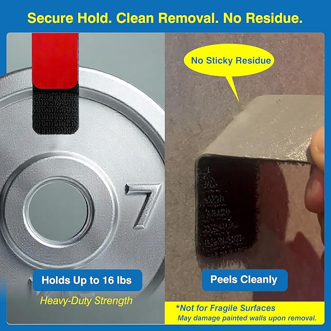 8 Sets Heavy-Duty Adhesive Hook and Loop Strips – 1.2" x 3.2" High-Bond Fastening Strips, Heat-Resistant & Waterproof, Strong Hold for Indoor/Outdoor Mounting on Wall, Glass, Tile, Metal & More