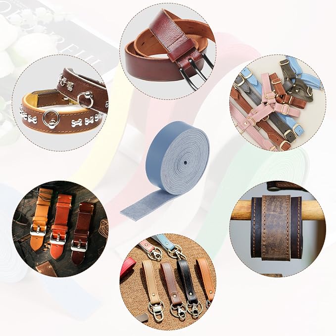 MECCANIXITY Faux Leather Strap, 1" Width x 98" Long Grained Leather Belt Strip Trim Roll for DIY Craft Projects, Pet Collars, Traction Ropes, Bag Straps, Hobby Workshop (Blue)