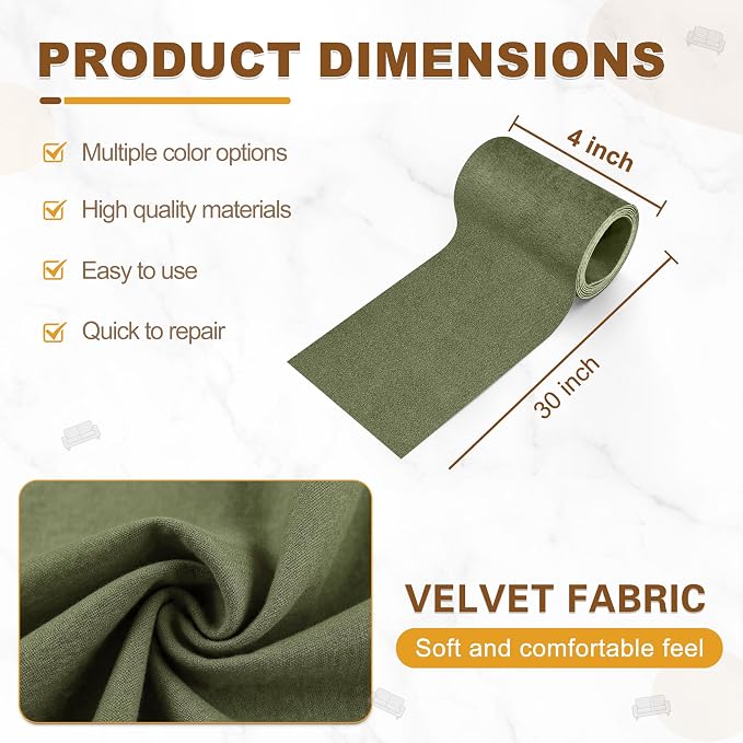 Velvet Repair Patch, Self-Adhesive Flannel Fabric Patch, Multi Colors, Microfiber Patch，Can be Used to Patch Sofas, Car Seats, Handbags, Jacket Holes and Tears (Greenish Grey)