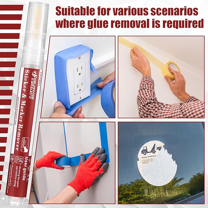 Marspark 3 Pcs Adhesive Remover Pens for Sticky Residues Multi-Surface Sticker Removal Marker Remover for Furniture Tile Floor Glue Tape Decal Label Sticker