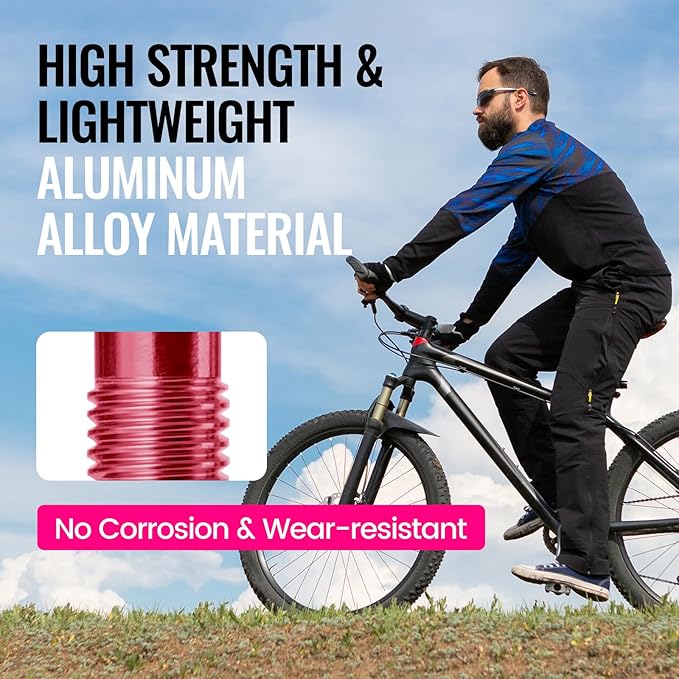 RideNow Tubeless Valve Stems, 110mm Presta Tubeless Tire Valve Stems, Super Light Alloy Tubeless Valve, Multiple Color and Size Options(Pair), Pink