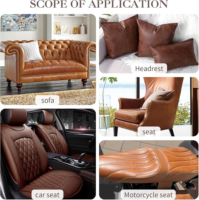 CHEIGHY Leather Repair Kit for Furniture - Advanced PU, Strong Self Adhesive Leather Repair Patch for Couch 17x79 inch Vinyl Repair Tape for Car Seat Upholstery Sofa Office Chair (Light Brwon)