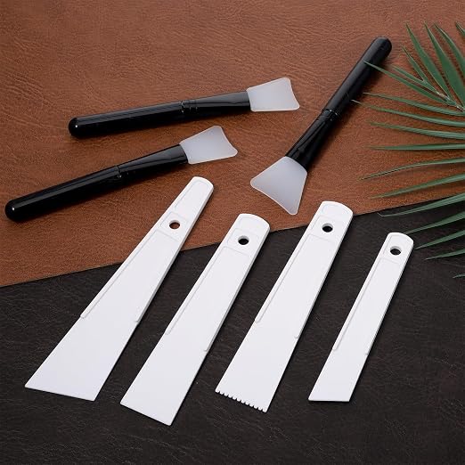 7 Pcs Applicator Glue Spreaders Plastic Glues Smear Sticks Applicator Tool with Silicone Glue Brush Plastic Glues Applicators Easy Clean for Leatherwork Woodwork Handmade DIY Art Crafts Project