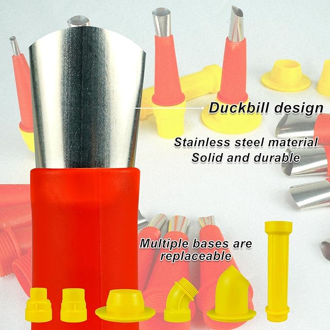 Caulking Kit Chalking Nozzles Tips Caulk Finisher Kit with Connection Bases Replacement 32 Pieces