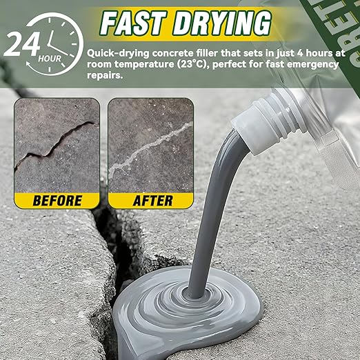 Concrete Crack Filler, Cement Crack Filler, Self Leveling Crack Sealant, Waterproof, High Elasticity Caulking Glue for Driveway, Sidewalk, Patio, Outdoor Concrete Joint Repair