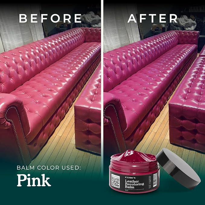 Clyde's™ Leather Company Leather Recoloring Balm – Color Restore & Scratch Repair Kit for Faded Leather Furniture, Car Seats, Sofa & Vinyl | 23 Colors | Non-Toxic Dye