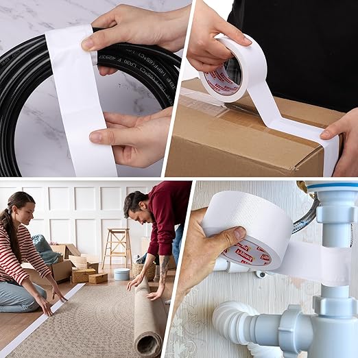 3 Pack White Duct Tape, 1.89 Inch x 60 Yard Total Waterproof Duct Tape for Indoor Outdoor Repair Fixing Reinforcement