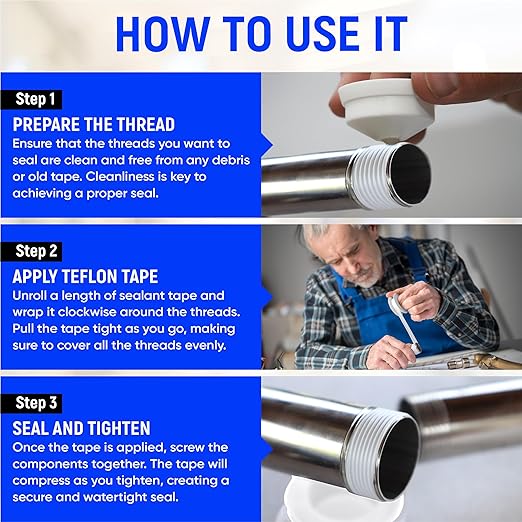 TAPEWELL Professional Grade Plumbers Tape - high Density, Thread sealant Teflon Tape, 1/2 Inch X 520" Inches - Pack of 2
