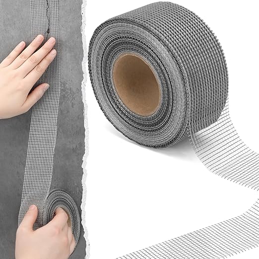 150 ft x 2 Inch Cement Board Joint Tape Self Adhesive Durable Gray Fiberglass Mesh Drywall Mesh Repair Tape for Cement Board Joints Repairing, Sealing and Strengthening