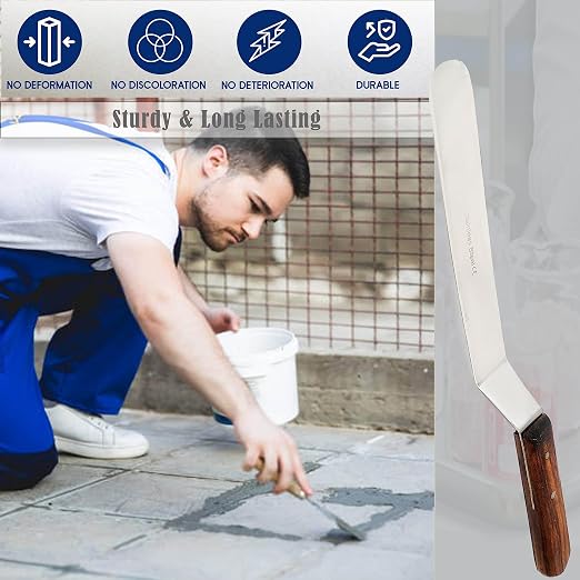 A2Z Scilab Brand Engineering Classic Offset Caulk Tooling Spatula, Stainless Steel (8 Inch Long Offset Blade)