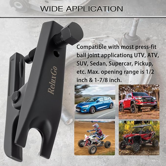 ReluxGo Universal Ball Joint Separator Tool Adjusts from 1-1/2"to 1-7/8", Remover Tool Compatible with Separating Arms, Tie Rods, and Ball Joints on Cars, Trucks, ATVs