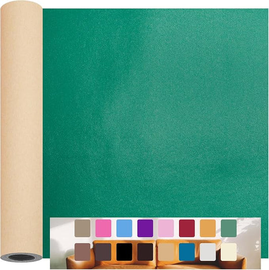 Leather Repair Patch for Furniture, 12×54 Inch Self Adhesive Leather Repair Tape, 1 Roll Vinyl Leather Repair Kit for Sofa Jackets Couches Handbags Kitchen Stools Luggage (Deep Green)