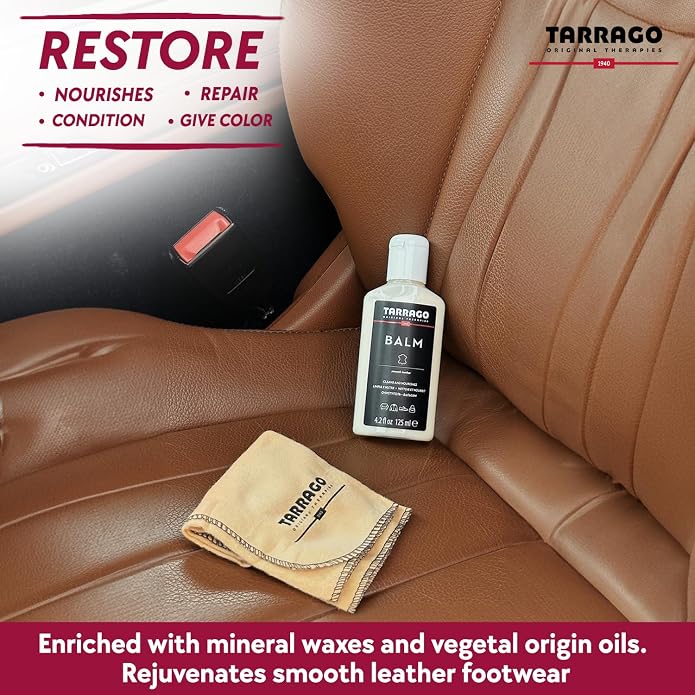Tarrago Leather Balm Conditioner- Nourishes and Restores Color for Smooth, Patent, Exotic, and Reptile Leather - 4.23oz