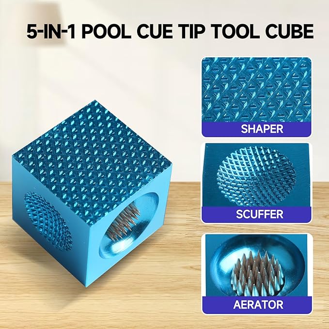 GSE Games & Sports Expert Billiard Pool Cue Tip Tool, Stick Scuffer/Shaper/Aerator/Joint Protector Tool, Billiard Accessories