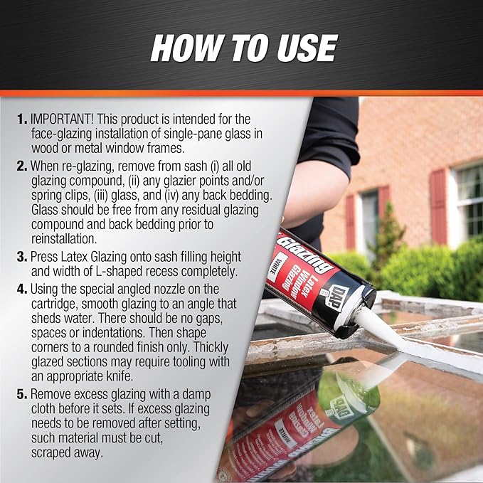 DAP Latex Window Glazing, White, 10.1 Oz (7079812108)