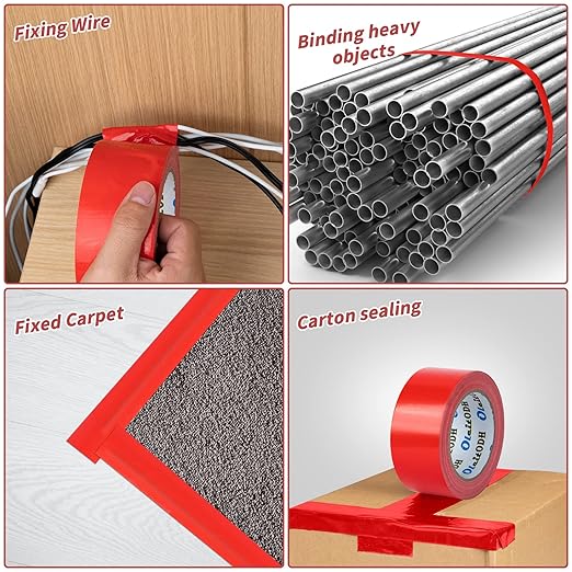 Oleitodh 6 Pack Red Duct Tape Heavy Duty,8.3 Mil Thickness,2 Inches x 30 Yards,Strong Industrial Strength,Flexible,No Residue,Waterproof and Tear by Hand,Multi-Use for Indoor & Outdoor Repairs