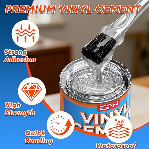 EPN Vinyl Cement, High Strength Vinyl Glue, Waterproof Pool Liner Repair Kit for Inflatables, Air Mattress, Swimming Ring, Tent, Bounce House, Inflatable Toys, Kayak
