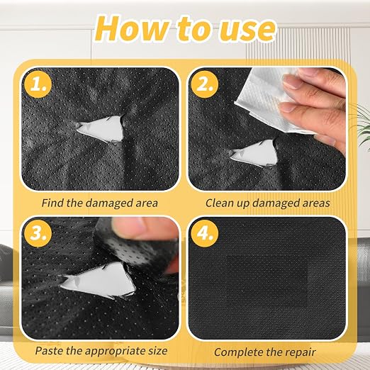 JuCheng 17x79inch Perforated Leather,Breathable Perforated Self-Adhesive Leather Repair Patch for Furniture, Couches, Car Seats, Office Chairs Faux Leather & Vinyl Repair Kit (Black)