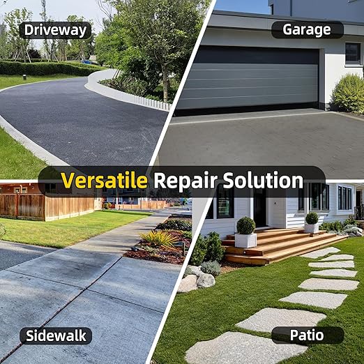 Pack of 4 Self Leveling Concrete Crack Filler, Cement Crack Filler, Waterproof & High Elasticity, Concrete Slab Repair for Driveway, Patio, Garage Floor, Sidewalk, Pool Deck (20 oz)