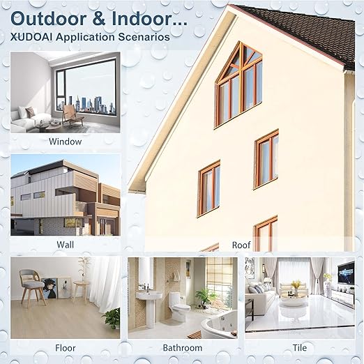 Liquid Waterproof Sealant Crystal Clear 35oz, XUDOAI Indoor Outdoor Water-Based Transparent Waterproof Coating Roof Bathroom Walls Leakage Sealing