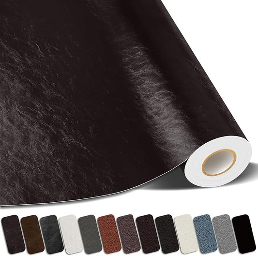 Kangshoon Leather Repair Patches, 3.5X79 Inch Self-Adhesive Leather Repair Tape, Stretch Vinyl Repair Kit for Couch Furniture Sofas Car Seats (Coffee, 3.5X79 Inch)