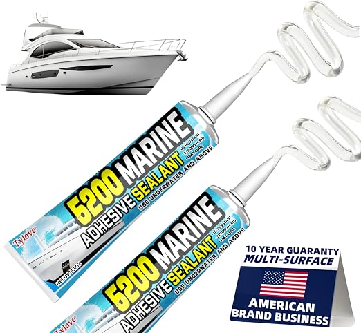 5200 Marine Sealant Adhesive Fast Cure - Permanent, Watertight Bonding and Sealing - UV Resistant, Above & Below Waterline- for Boats, Hulls, Decks & RVs,Pond Sealant 3oz (Clear 2Pcs)