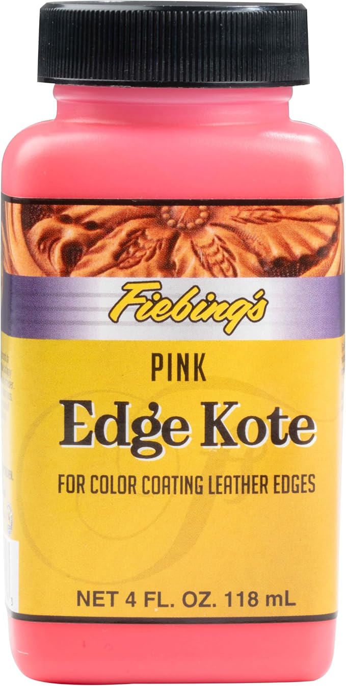 Fiebing's Edge Kote 4 Fl Oz - Pink - for Coloring Leather Edges on Purses, Bags, Shoes, Holsters, Wallets,etc