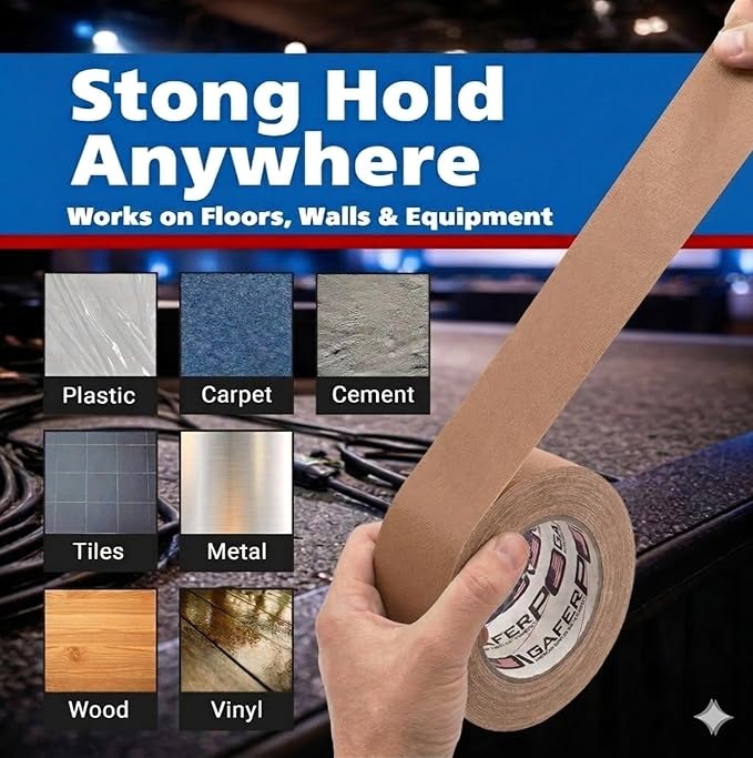 Gaffer Power Proudly Made in The USA, Real Professional Grade Gaffer Tape, Heavy Duty Gaffers Tape, Non-Reflective, Multipurpose. 2 Inches x 30 Yards, Tan