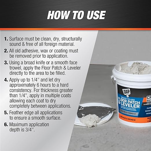 DAP Flexible Floor Patch and Leveler, Light Gray, 32 Oz (7079859184)