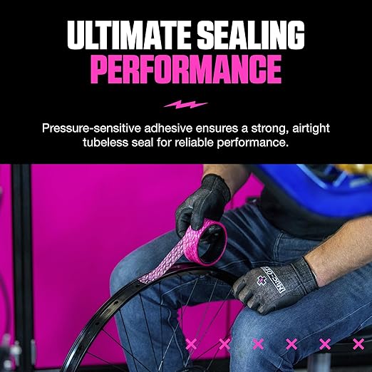 Muc-Off Tubeless Rim Tape, 28mm - Adhesive Bike Tire Liner, Tubeless Tape for MTB/Road/Gravel Bikes - Tubeless Kit including 10m Roll of Bike Tape