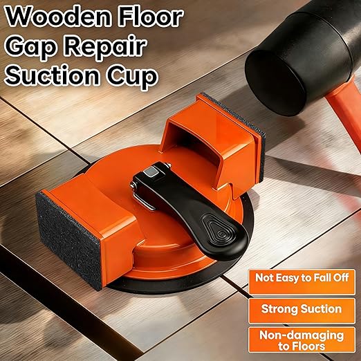 Floor Gap Fixer Tool Heavy Duty - Enhanced Vacuum Suction Cup with Quick Lock, 4 PCS Sticky Pads for Laminate, Vinyl, Wood, Tile Flooring Repair