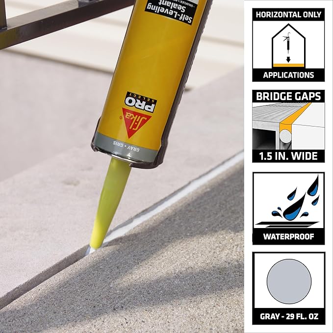 SIKA Sikaflex Self Leveling Sealant, Gray, Polyurethane, 29 fl oz, Waterproof, Self-Leveling for Sealing Horizontal Expansion Joints in Concrete