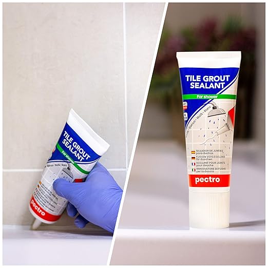 PECTRO Waterproof Tile Grout Sealer Kit, Premixed Grout Sealant for Shower & Tub, Bathroom, Seals Cracks, Gaps & Joints, Includes Precision Spatula, White, 6.62 oz Tube (KIT X 1)