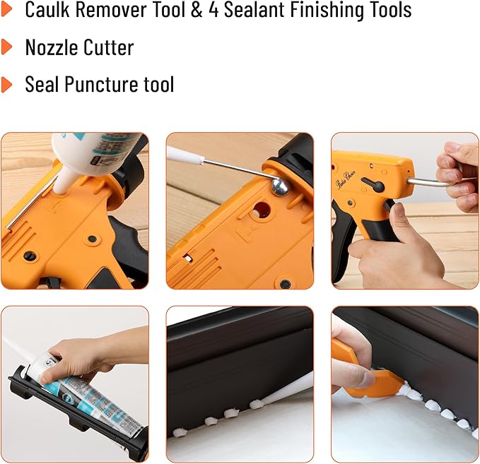 Bates- Caulking Gun Kit, 10:1 Thrust Ratio, 3 in 1 Caulk Gun No Drip, Caulking Tool Gun, Hand Caulking Guns, Silicone Gun, Caulking Gun Tool, No Drip Caulk Gun