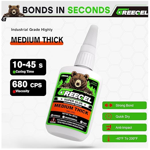 4 Oz Medium Thick Liquid Clear Super Glue + 3g Gel Glue, Cyanoacrylate Adhesive for Woodworking, Ceramic, Rubber, Metal, Glass, Model Making, 3D Printing, Crafts & Repairs