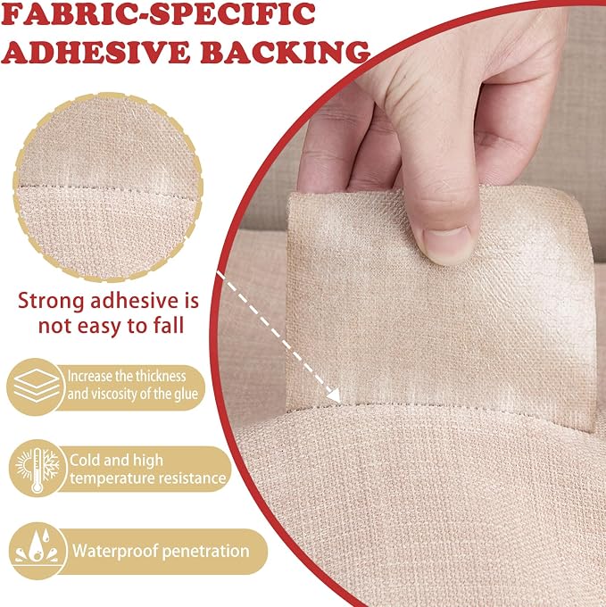 Gheeidau Linen Repair Tape 4x70 Inch Self-Adhesive Couch Patch Repair Fabric Patch for Furniture,Sofas,Cushion,Chairs,Bags,Linen Goods(Camel)