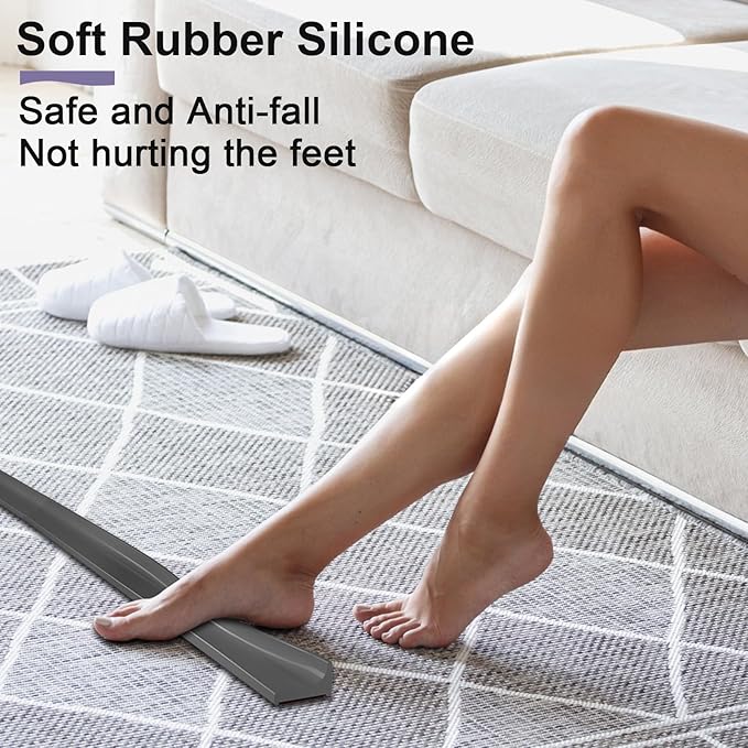 Shower Threshold Water Dam Barrier - Versatile, Silicone Shower Water Guard Stopper Seal Strip for Bathroom Floor, Bathtub Rim, Kitchen Countertop (Gray, 32 In/ 0.8M)