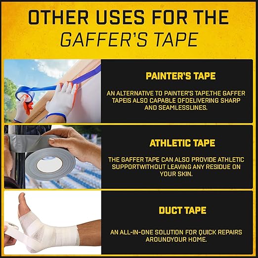 D-NYX Gaffer Tape 3 Inch x 2 Pack Black Gaff Tape, Heavy Duty No Residue Gaffers Tape, Matte Finish, Non-Reflective, Multipurpose Real Professional Grade Black Gaffer Tape Waterproof