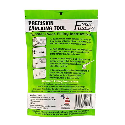 Precision Caulking Tool Pro Pack – Refillable Caulking Syringe Applicator Kit with Micro-Fine Replaceable Tips for Baseboards, Trim, Small Cracks & Detail Sealing