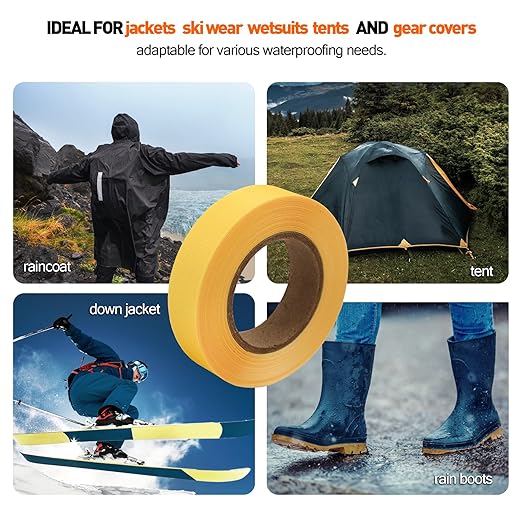 TPU Seam Sealing Tape – Waterproof Heat-Seal Fabric Repair Tape for Tents, Outdoor Gear, and Apparel, 0.79 in x 5.47 yd, Yellow