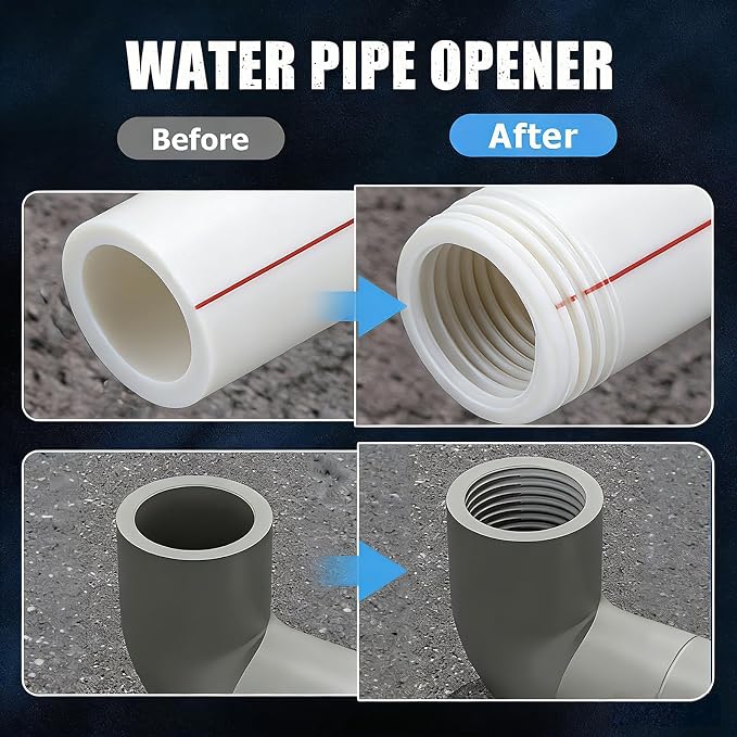 3 Pcs PVC Pipe Threader Repair Kit,Dual-Function Internal & External Pipe Threading Tool for 1/2" & 3/4"& 1" PVC/Plastic Pipes