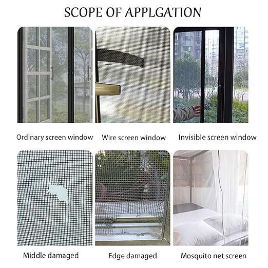 Fiberglass Window Repair Tape 4in X 15FT, Waterproof Screen Repair Kit for Mesh Screens, Instantly Covers Holes and Tears (Gray)